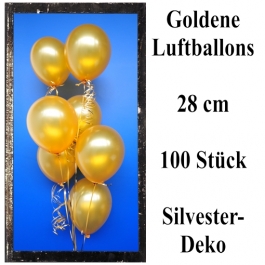 Goldene Luftballons zur Dekoration Silvester und Neujahr, 100 Stück