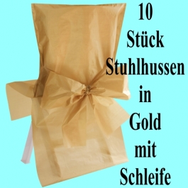 Stuhlhussen, Gold, mit Schleife, 10 Stück