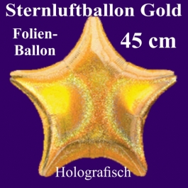 Goldener holografischer Sternballon aus Folie mit Ballongas Helium