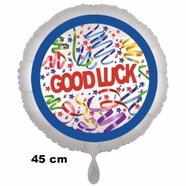 Good Luck Luftballon aus Folie mit Helium, 45cm, rund, weiss