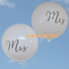 Große Rund-Luftballons, Weiß, 1 Meter, zur Hochzeit von Mrs. und Mrs.