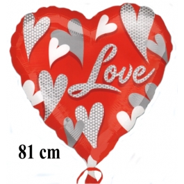 Riesiger Herzluftballon aus Folie mit Helium: Love, Liebe
