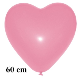 Großer Herzluftballon, rosa, 60 cm