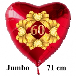 Großer roter Herzluftballon aus Folie: 60 Diamanthochzeit