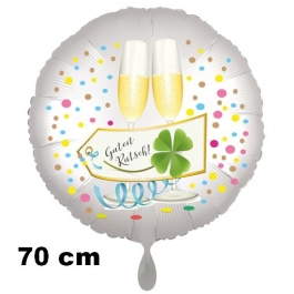 Großer Silvester Luftballon: Guten Rutsch! Satin de Luxe, weiß, 70 cm