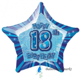 Luftballon aus Folie zum 18. Geburtstag, Happy 18TH Birthday, Prismatik Sternballon 50 cm