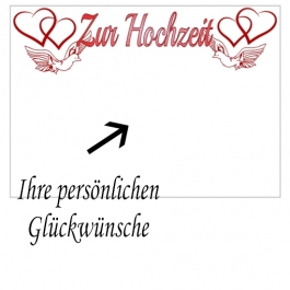 Grußkarte Herzen und Hochzeitstauben zur Hochzeit