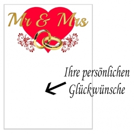 Grußkarte Mr and Mrs mit Trauringen zur Hochzeit