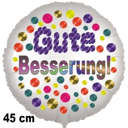 Gute Besserung! Ballon mit bunten Punkten aus Folie, 45 cm, mit Ballongas