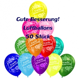 Motiv-Luftballons gute Besserung, bunt, 50 Stueck