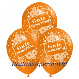 Motiv-Luftballons gute Besserung, orange, 3 Stueck