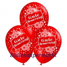 Motiv-Luftballons gute Besserung, rot, 3 Stueck