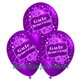 Motiv-Luftballons gute Besserung, violett, 3 Stueck