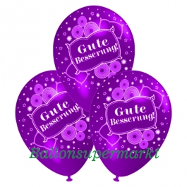 Motiv-Luftballons gute Besserung, violett, 3 Stueck