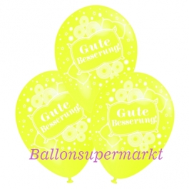 Motiv-Luftballons gute Besserung, zitronengelb, 3 Stueck