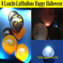Halloween Party Set, 8 LED Leucht-Luftballons Happy Halloween