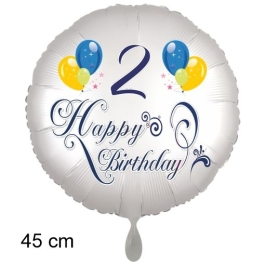 Luftballon zum 2. Geburtstag, Happy Birthday - Balloons