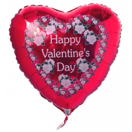 Happy Valentine's Day Rose Heart, Luftballon mit Helium zum Valentinstag