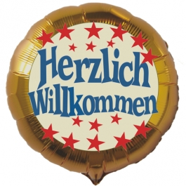 Luftballon mit Helium Ballongas, Herzlich Willkommen