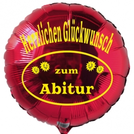 Herzlichen Glückwunsch zum Abitur, Rund-Luftballon aus Folie mit Helium Ballongas