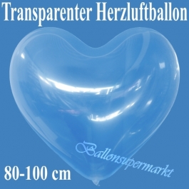 Großer transparenter Herzuftballon, 80-1000 cm