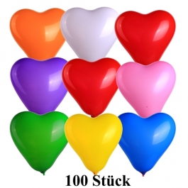 Herzluftballons Mini, 8-12 cm, bunt gemischt, 100 Stück