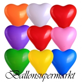 Herzluftballons, 8-12 cm, bunt gemischt, 10 Stück