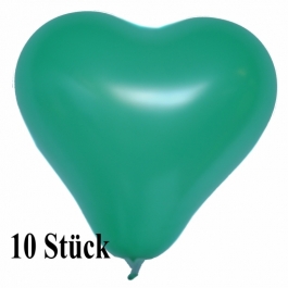 Herzluftballons 12-14 cm, Grün, 10 Stück