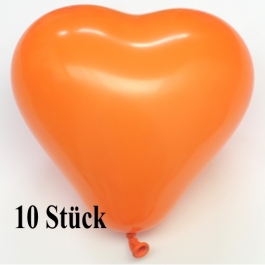 Herzluftballons 12-14 cm, Orange, 10 Stück