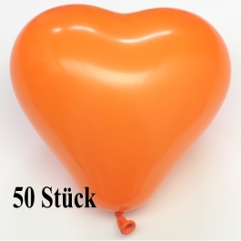Herzluftballons 12-14 cm, Orange, 50 Stück