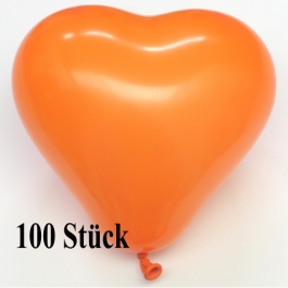 Herzluftballons, 8-12 cm, orange, 100 Stück