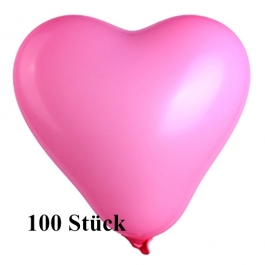 Herzluftballons Mini, 8-12 cm, rosa, 100 Stück