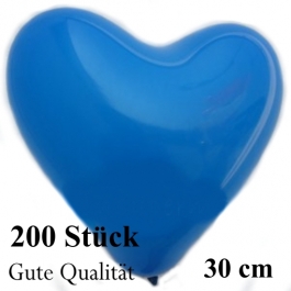 Herzluftballons Blau, Gute Qualität, 200 Stück, 30 cm