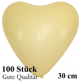 Herzluftballons Elfenbein, Gute Qualität, 100 Stück, 30 cm