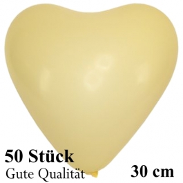 Herzluftballons Elfenbein, Gute Qualität, 50 Stück, 30 cm