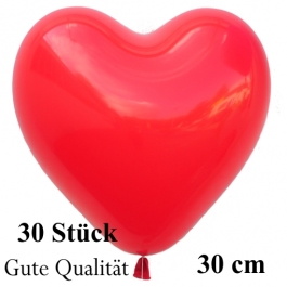 Herzluftballons Rot, Gute Qualität, 30 Stück, 30 cm