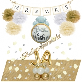 Best Wishes Deko-Set zur Hochzeit in Gold, Weiß und Creme