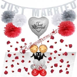 Hochzeitspaar Deko-Set zur Gay Hochzeit in Rot, Silber und Weiß