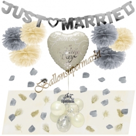 With Love on your Wedding Day Deko-Set zur Hochzeit in Silber und Creme