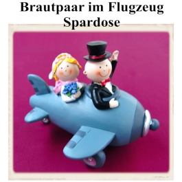 Hochzeitsdeko, Brautpaar im Flugzeug, Spardose, Tischdekoration Hochzeit