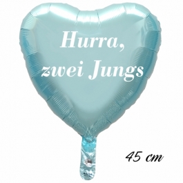 Hurra, zwei Jungs Luftballon. 45 cm inklusive Helium