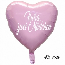 Hurra, zwei Mädchen Luftballon. 45 cm inklusive Helium