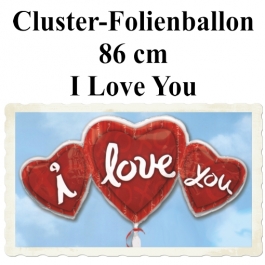 I Love you Herz-Cluster-Folienballon mit Helium