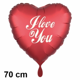 I love you. Herzluftballon aus Folie, 70 cm, satin-rot, mit helium