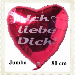 Riesiger, roter Herzballon mit Helium, Ich liebe Dich!
