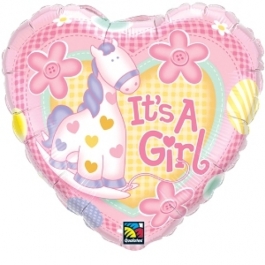 It's a Girl Herzluftballon zu Babyparty, Geburt und Taufe inklusive Helium