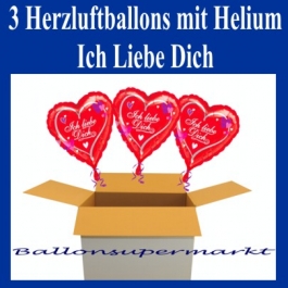 ich liebe dich, 7 Stück Herzluftballons aus Folie mit Herzen