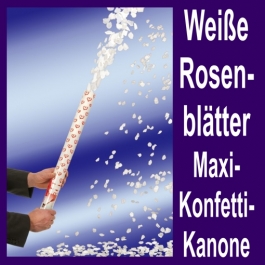 Konfettikanone Weiße Rosenblätter Maxi
