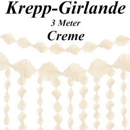 Krepp-Girlande Creme, 3 Meter