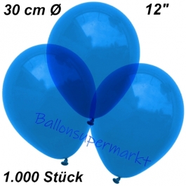 Luftballons Kristall, 30 cm, Blau, 1000 Stück